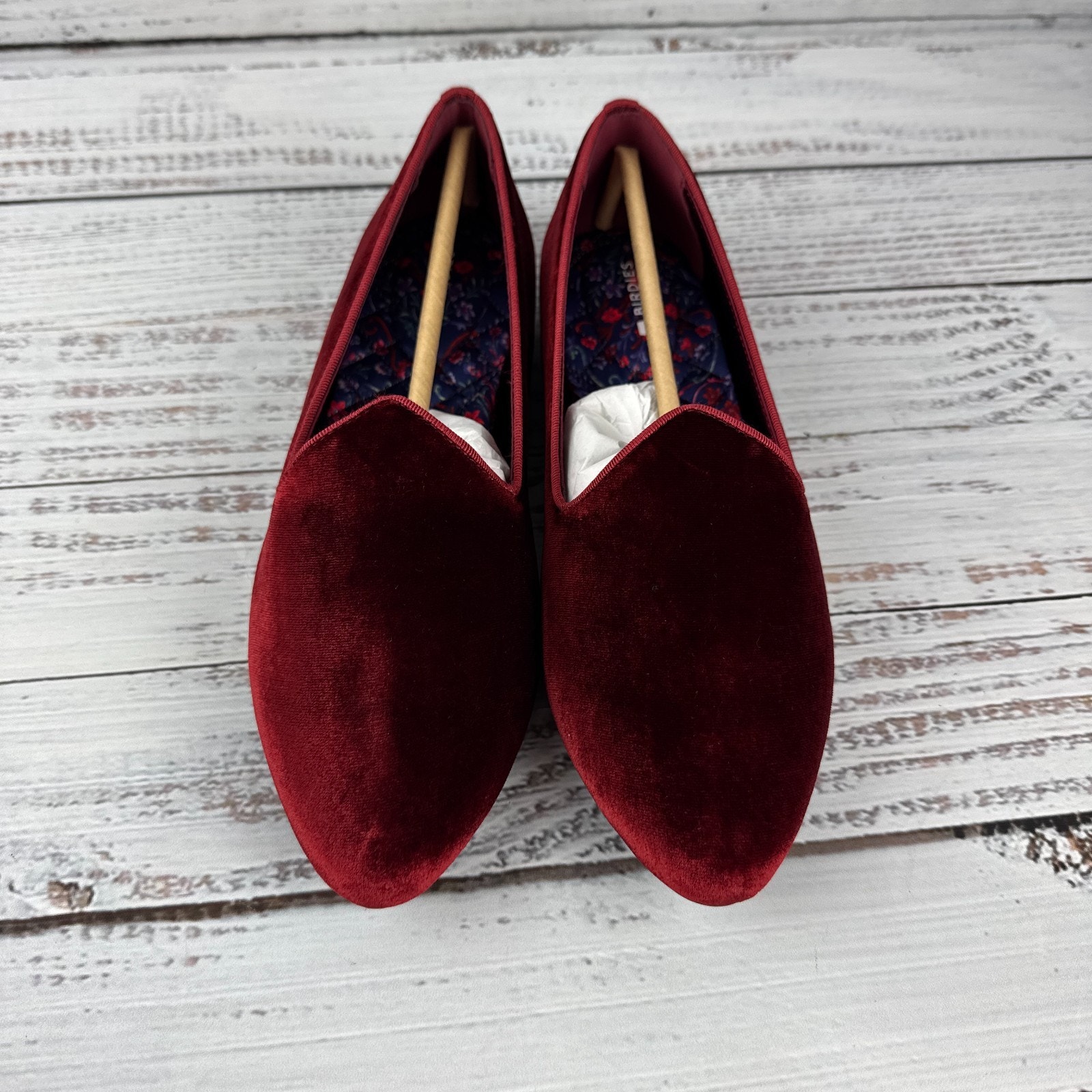 Birdies The Heron Womens 8.5 Slip On Flats Garnet Red Velvet — image 3 of 8